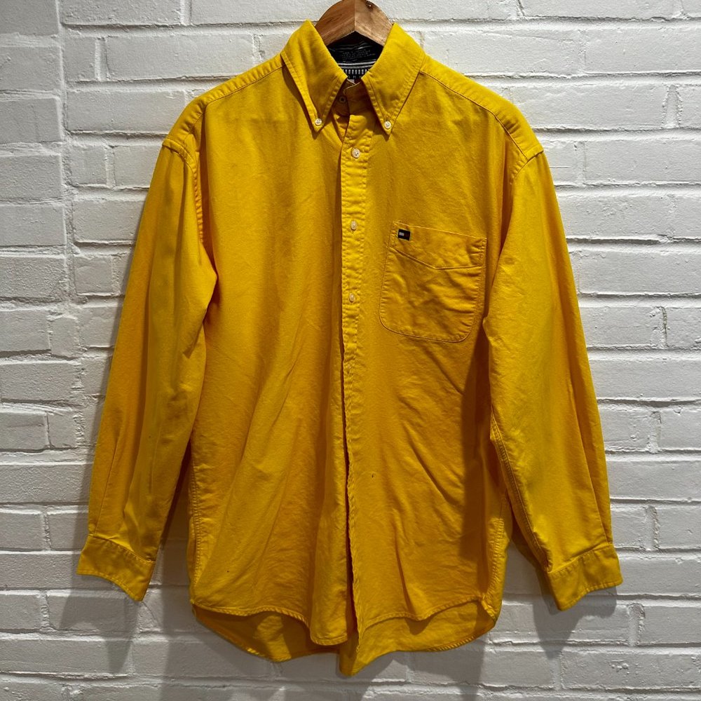 Vintage Tommy Hilfiger Button Down Shirt Yellow Men's Medium